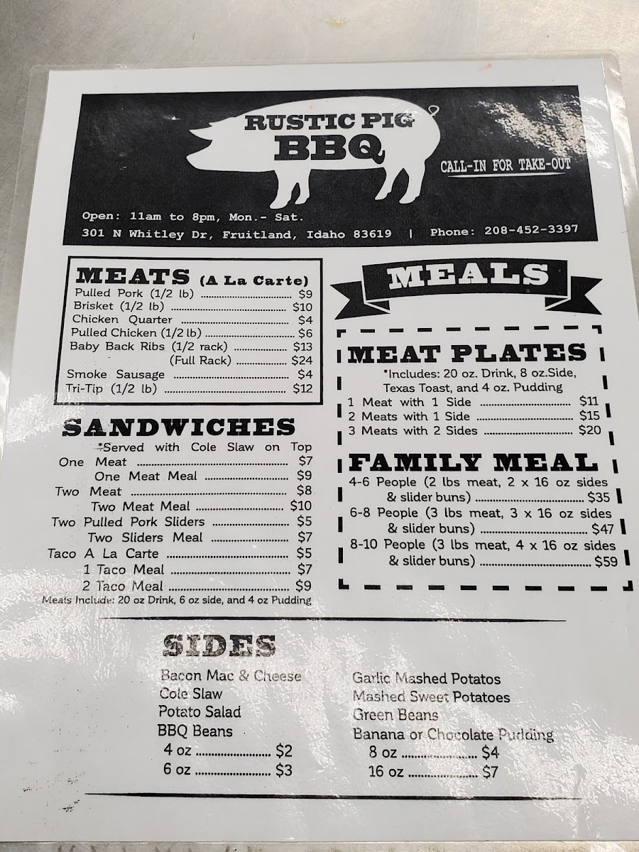 Rustic Pig BBQ, Fruitland, ID Menu - Image 4